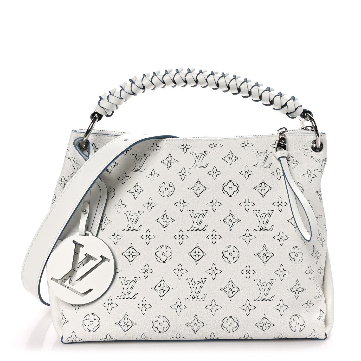 Louis Vuitton Mahina Beaubourg Hobo MM Snow Orage Blue 1 of 8