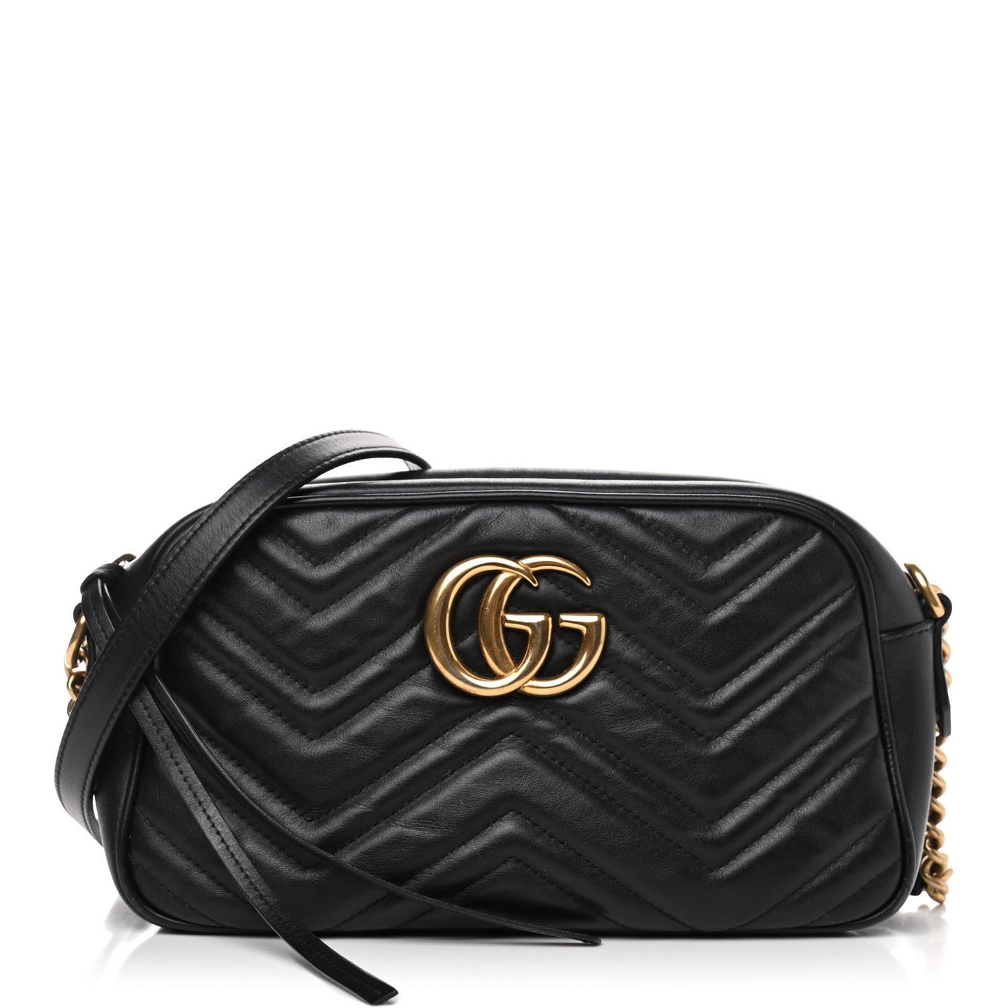 Calfskin Matelasse Small GG Marmont Chain Shoulder Bag Black