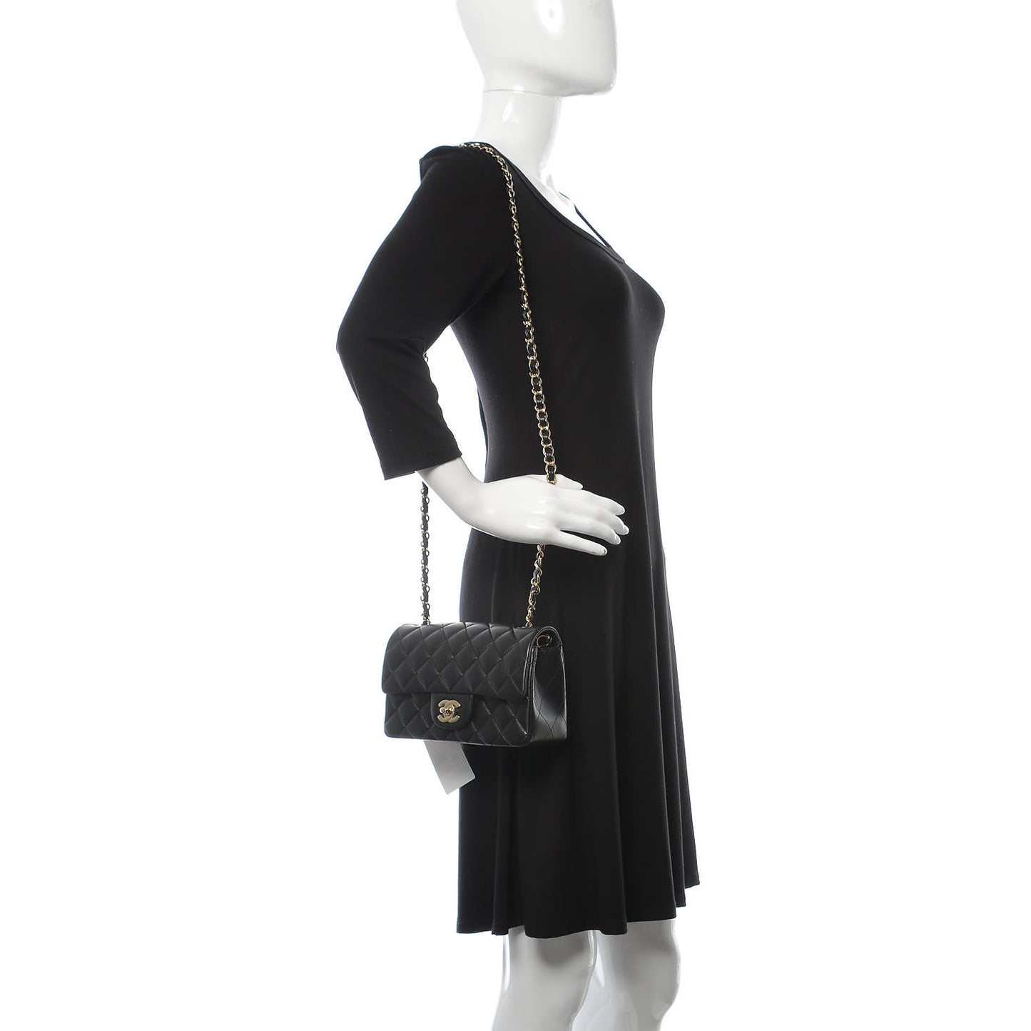 Lambskin Quilted Mini Rectangular Flap Black