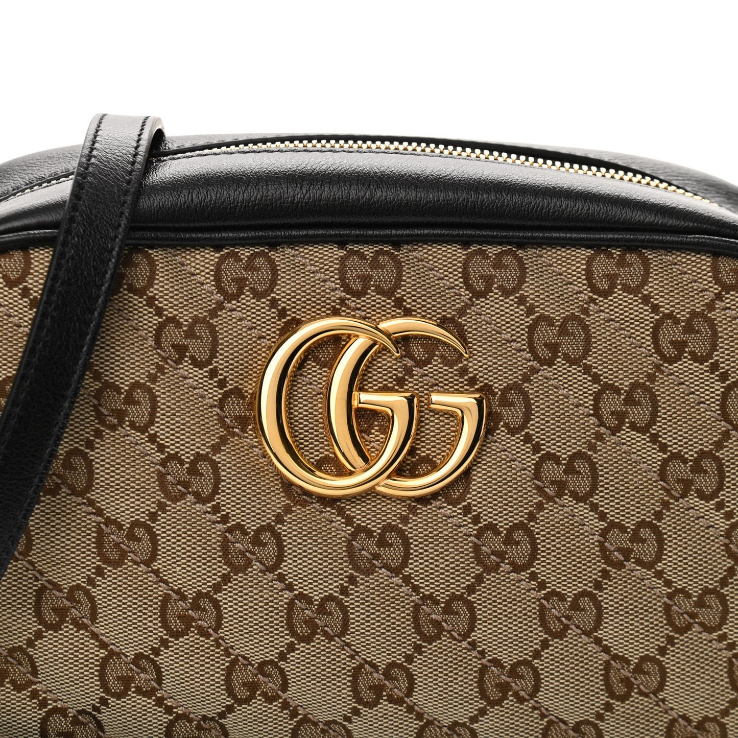Monogram Matelasse Diagonal Small GG Marmont Chain Shoulder Bag Beige Black