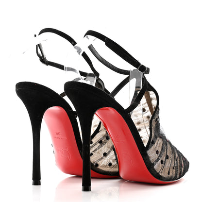 Christian Louboutin Tulle Suede Acide Lace 100 Pumps 39 Black 4 of 10