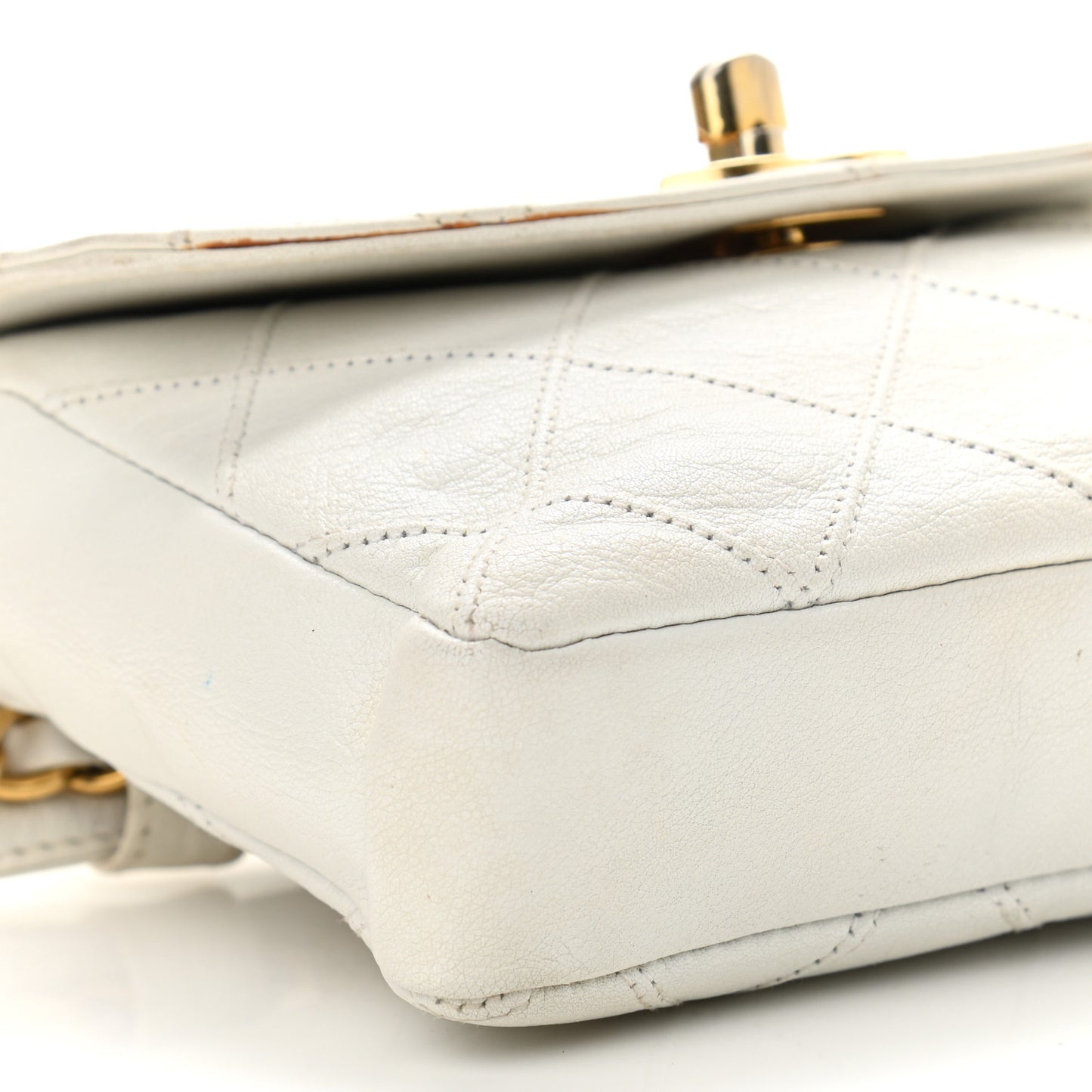 Lambskin Quilted Flap Waist Belt Bag 70 28 White