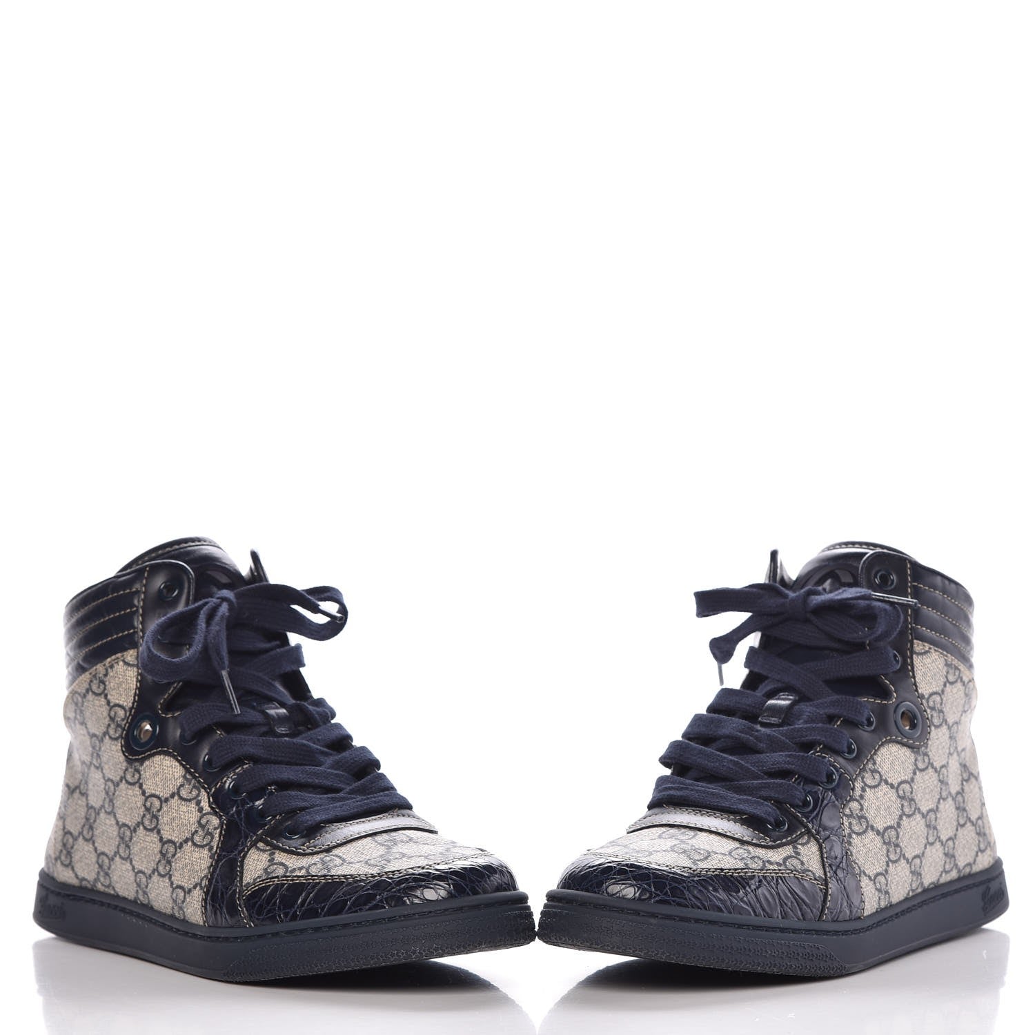 Gucci GG Plus Monogram Crocodile Embossed Coda Sneakers 39.5 Blue 5 of 12