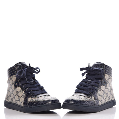 Gucci GG Plus Monogram Crocodile Embossed Coda Sneakers 39.5 Blue 5 of 12
