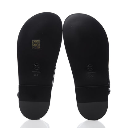 Chanel Fabric Velcro Dad Sandals 36.5 Black 5 of 10