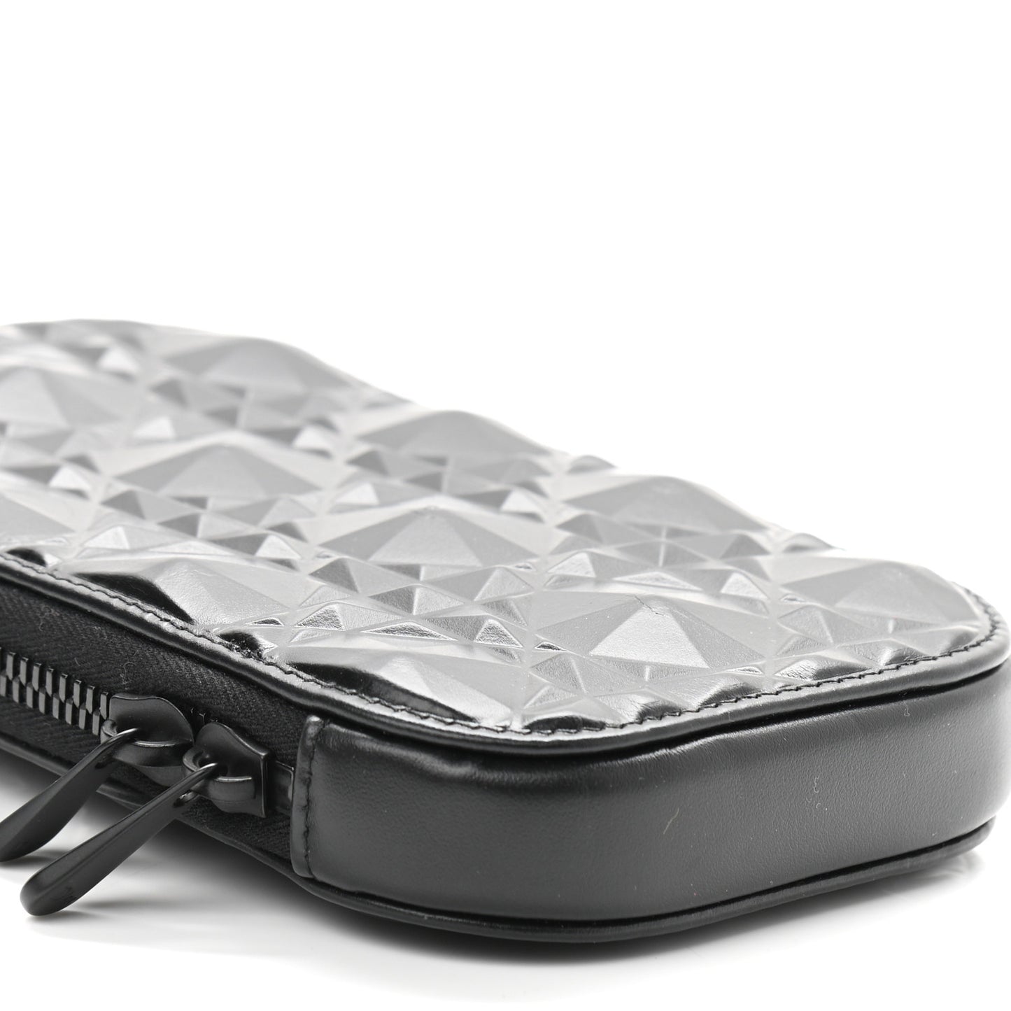 Calfskin Cannage Diamond Cannage Phone Holder Black