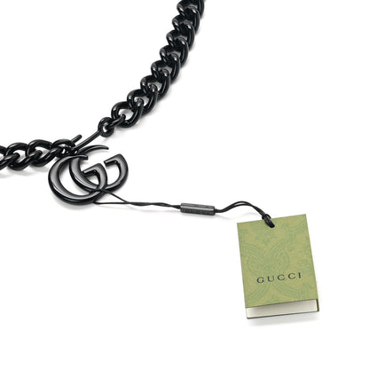 Gucci Varnished Metal GG Marmont Chain Belt 95 38 Black 3 of 5