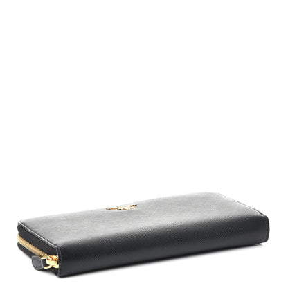 Prada Saffiano Metal Zip Around Wallet Nero Black 4 of 7