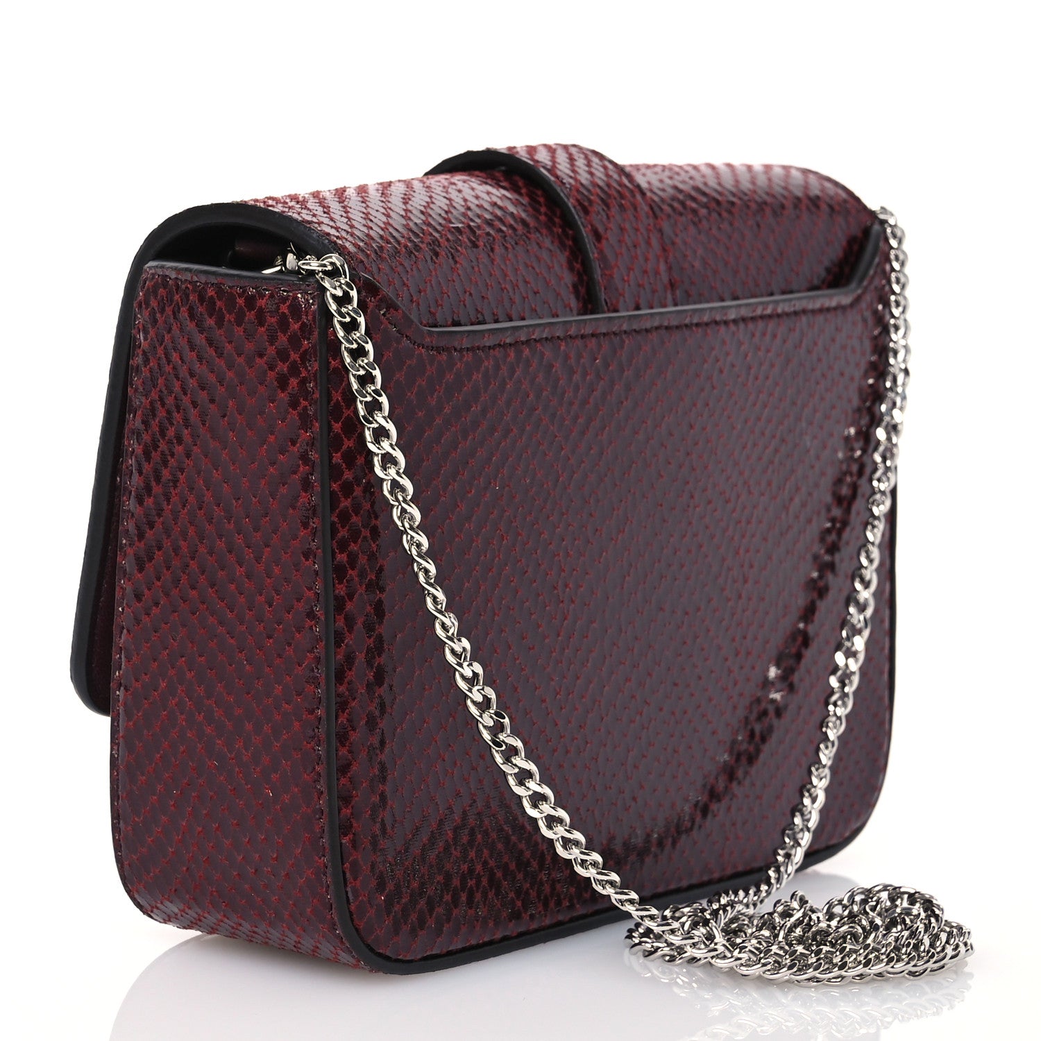 Jimmy Choo Calfskin Lizard Embossed Crystal Cheri Crossbody Bordeaux 3 of 13