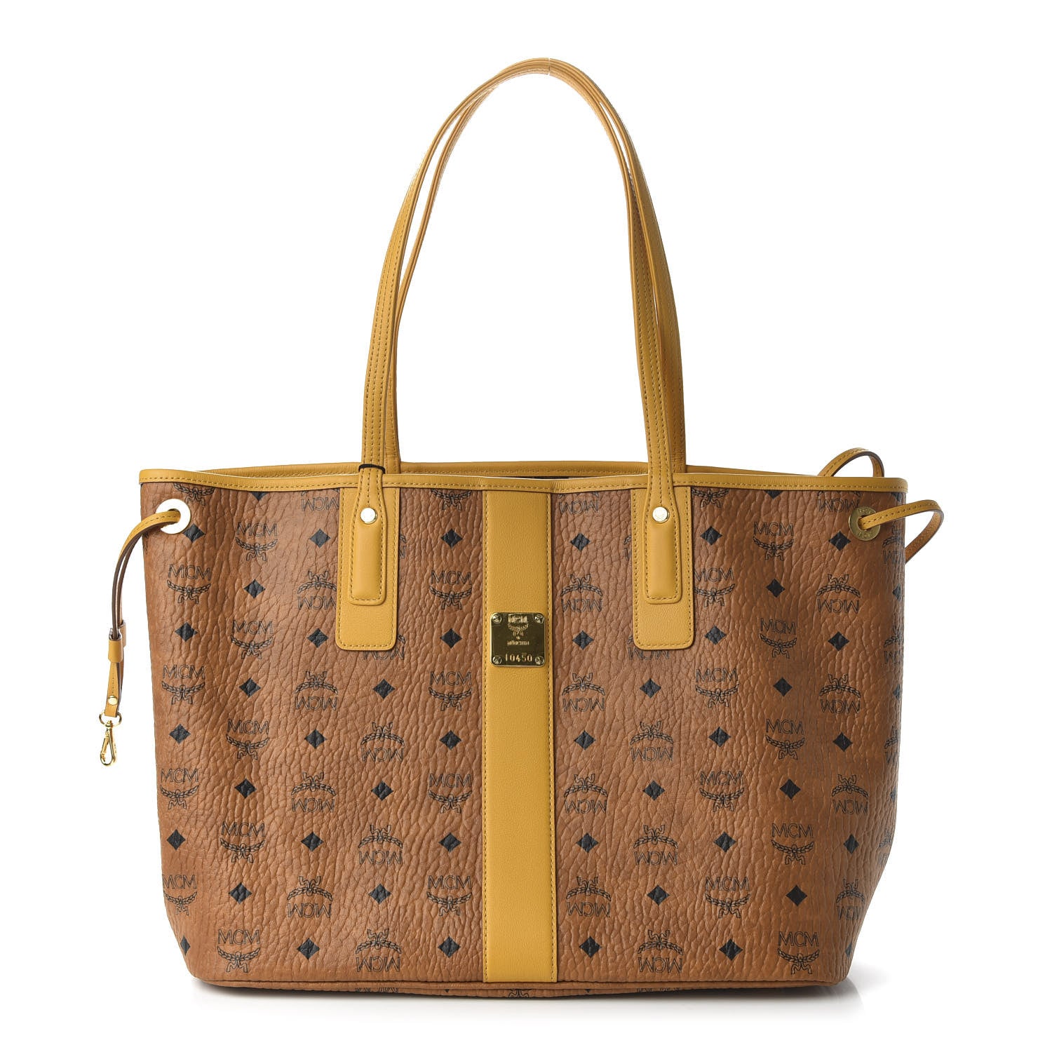 MCM Visetos Medium Liz Reversible Shopper Tote Cognac Yellow 3 of 16