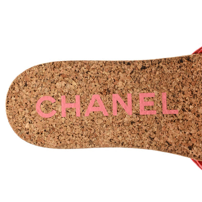 Chanel Patent Calfskin Cork CC Platform Slide Sandals 37 Pink 7 of 9