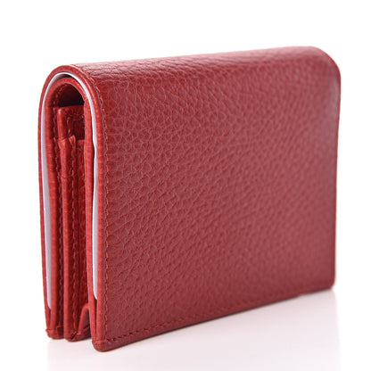 Gucci Pebbled Calfskin GG Marmont Card Case Hibiscus Red 3 of 8