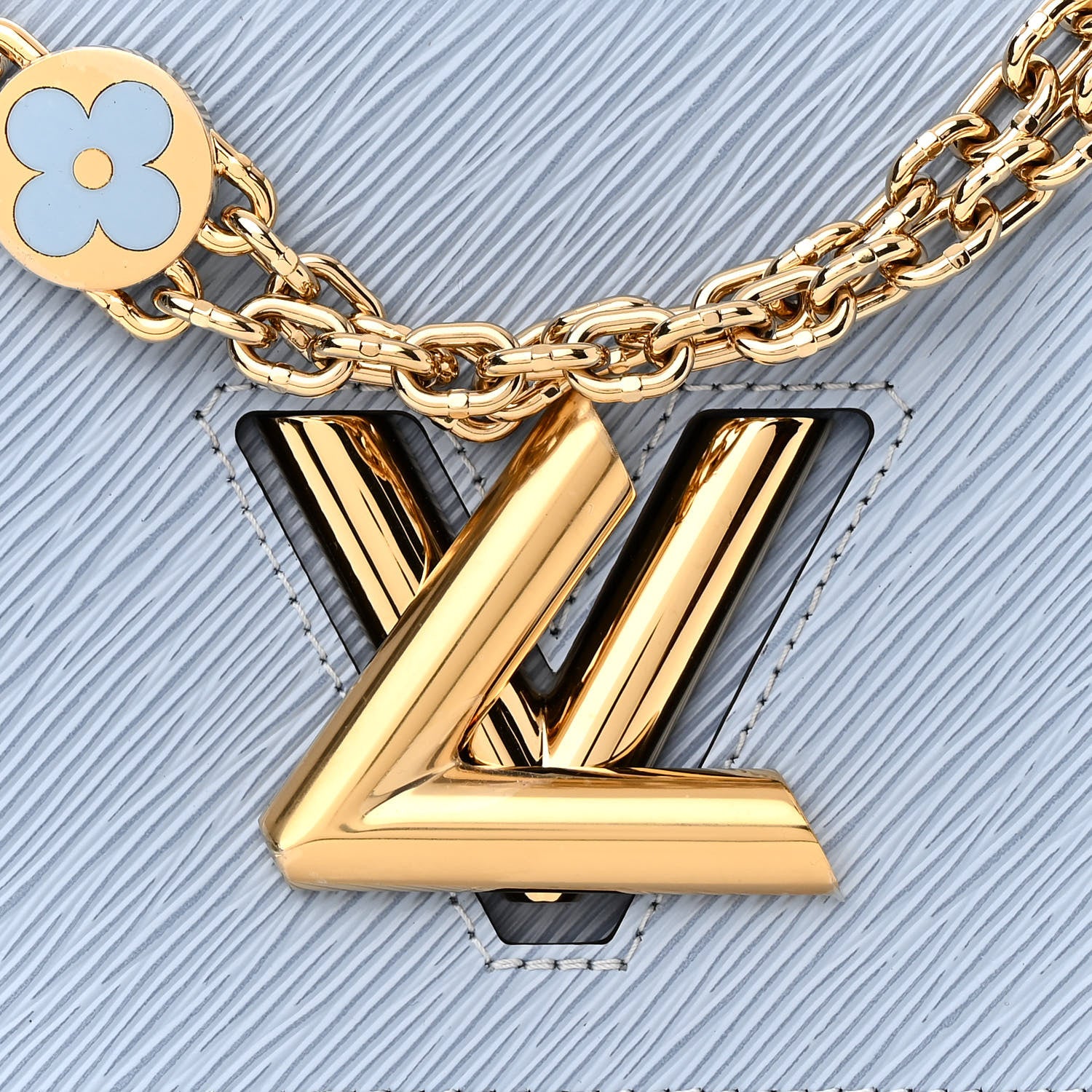 Louis Vuitton Epi Twist Monogram Flower Chain Shoulder Bag MM Blue 8 of 11