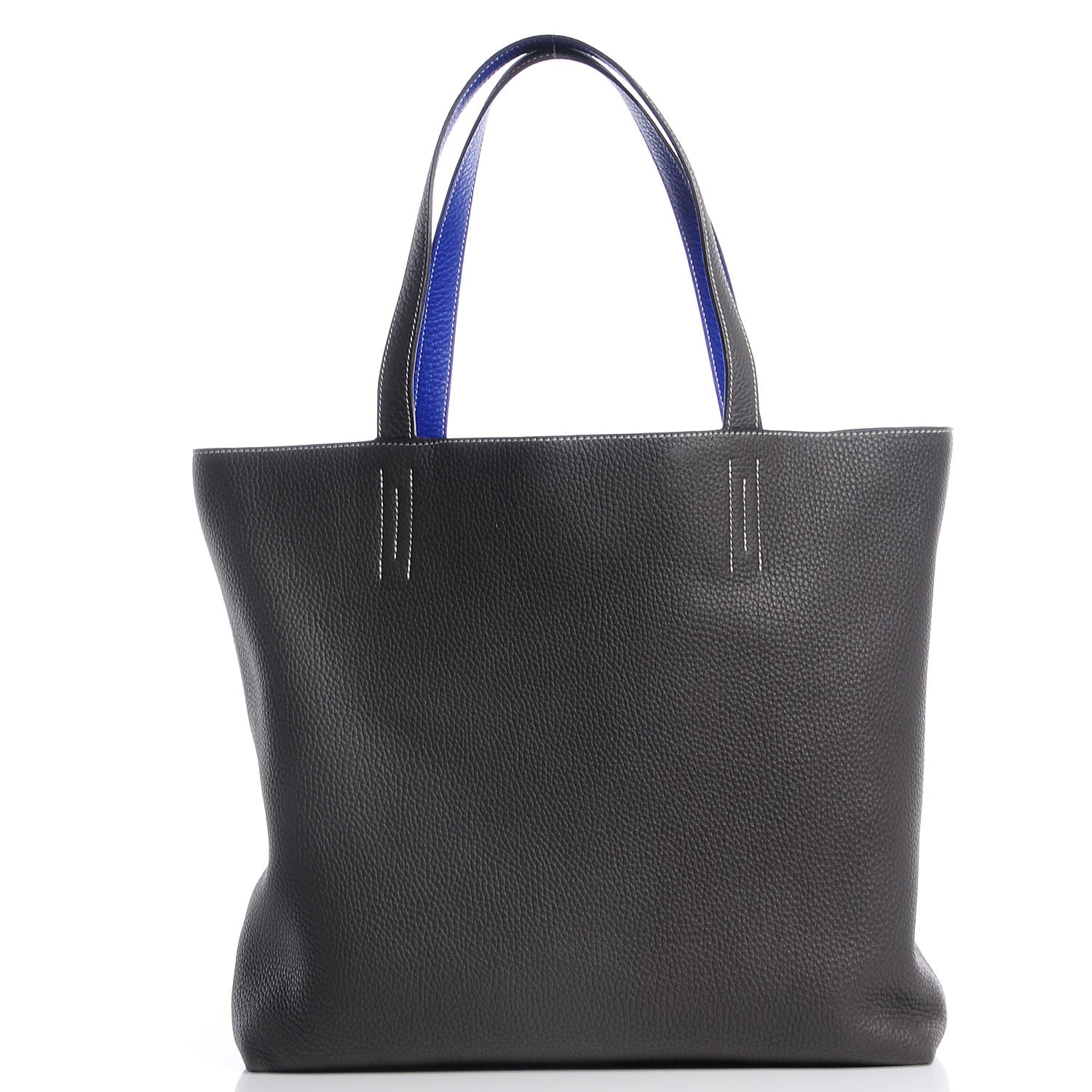 Hermes Taurillon Clemence Double Sens 45 Reversible Tote Graphite Bleu Electrique 7 of 12