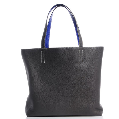 Hermes Taurillon Clemence Double Sens 45 Reversible Tote Graphite Bleu Electrique 7 of 12