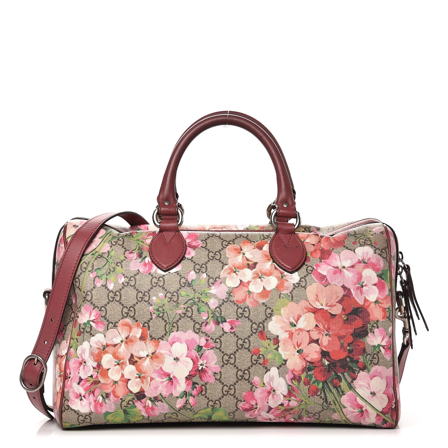 Gucci GG Supreme Monogram Blooms Medium Boston Beige Multicolor Dry Rose 1 of 17