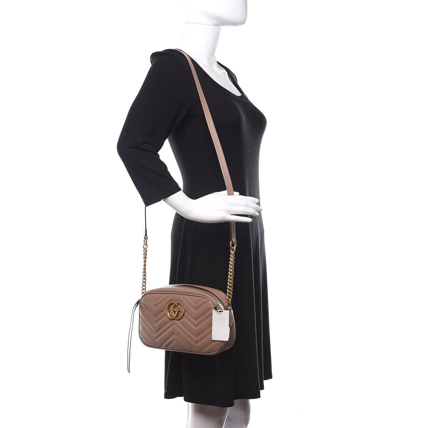 Calfskin Matelasse Small GG Marmont Chain Shoulder Bag Porcelain Rose