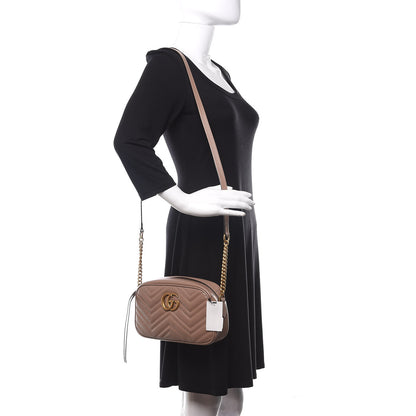 Gucci Calfskin Matelasse Small GG Marmont Chain Shoulder Bag Porcelain Rose 2 of 10