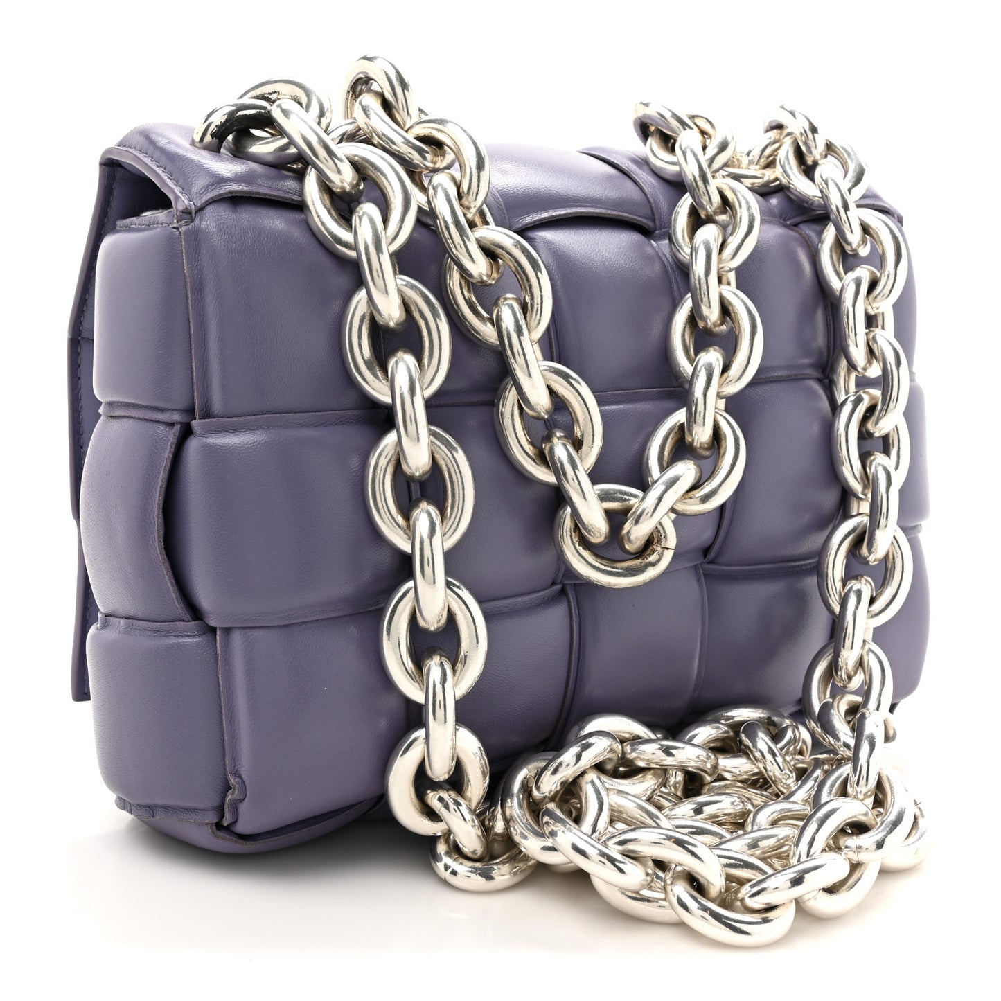 Lambskin Maxi Intreccio Padded Chain Cassette Crossbody Bag Lavender