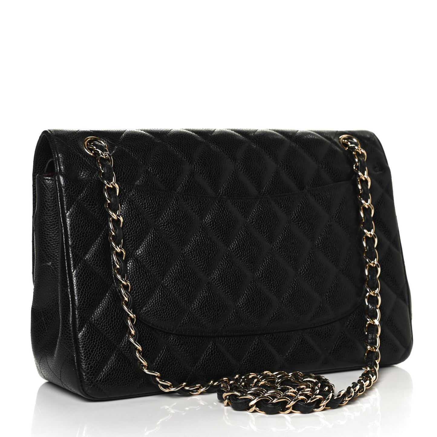 Caviar Quilted Jumbo Double Flap Black