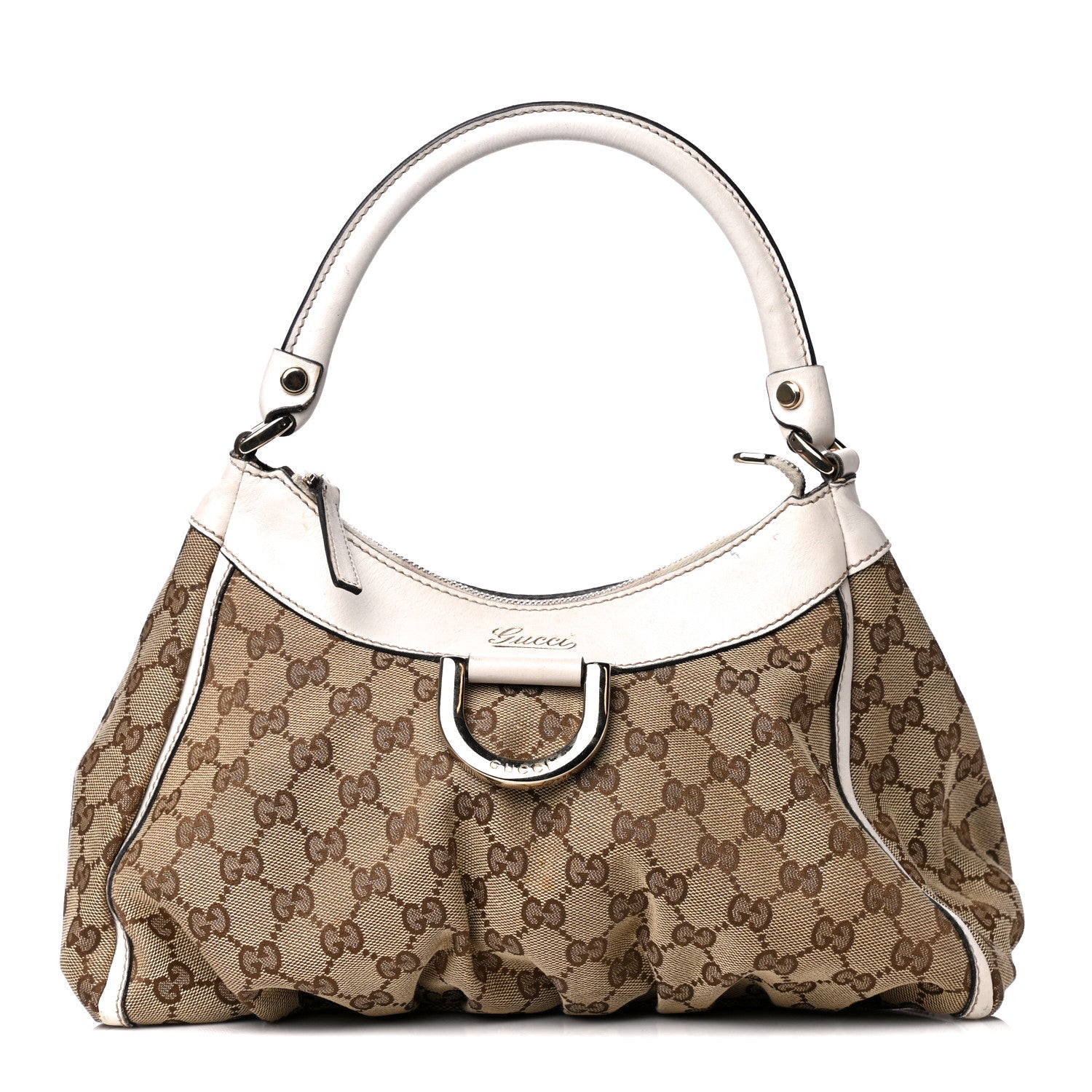 Gucci Monogram Medium D Gold Ring Hobo White 1 of 8