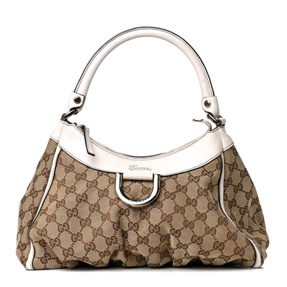 Gucci Monogram Medium D Gold Ring Hobo White 1 of 8