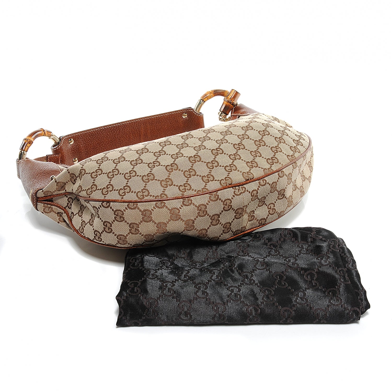 Gucci Monogram Web Bamboo Ring Hobo Brown 9 of 9