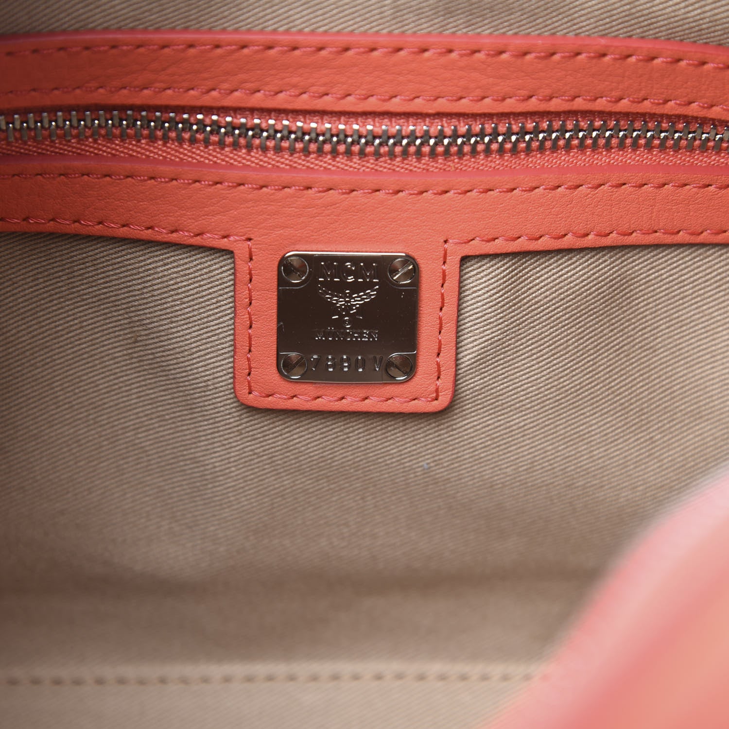 MCM Calfskin Ottomar Monogram Essential Boston Bag Hot Coral 1 of 9