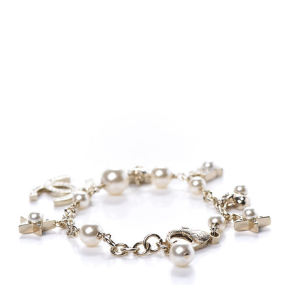 Chanel Crystal Pearl CC Charming Bracelet Gold 3 of 6