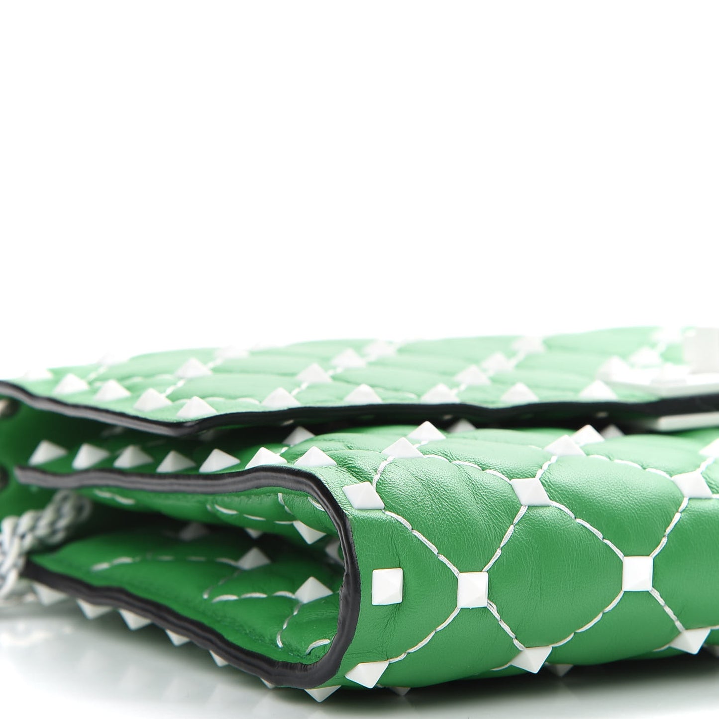 Lambskin Free Rockstud Spike Wallet On Chain Peppermint