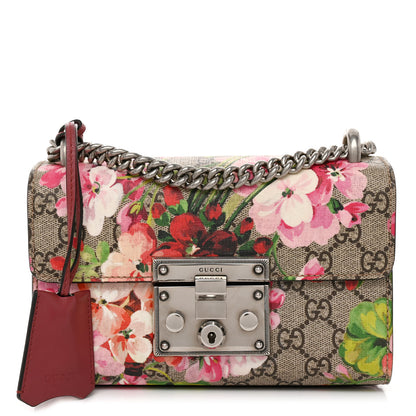 Gucci GG Supreme Monogram Blooms Small Padlock Shoulder Bag Beige Multicolor Dry Rose 1 of 12