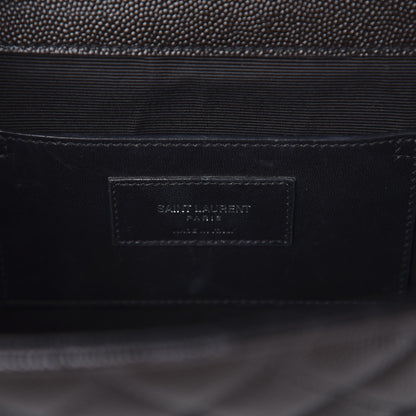 Saint Laurent Grain De Poudre Textured Mixed Matelasse Triquilt Medium Monogram Satchel Black 8 of 9