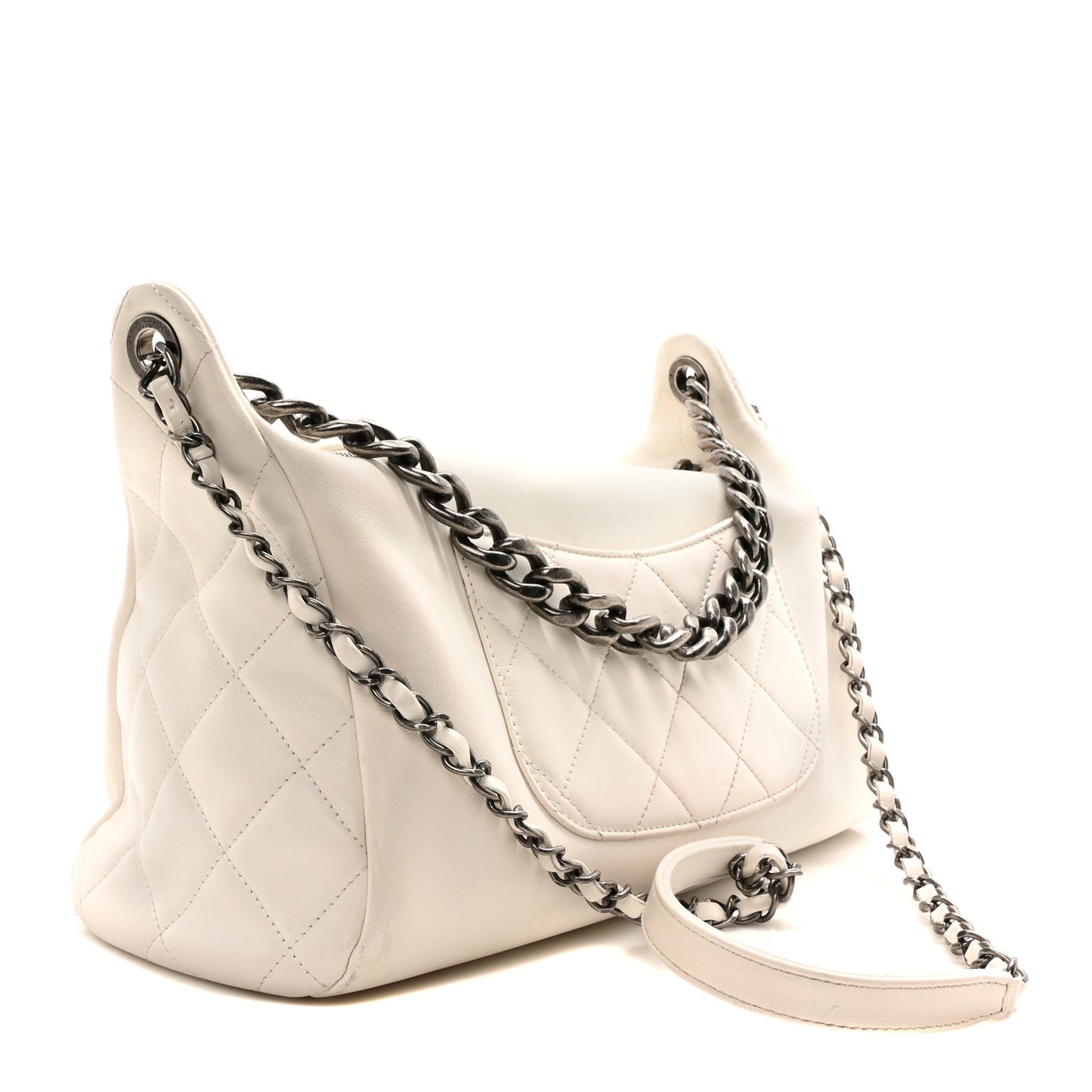 Calfskin Chain 20s Signature Hobo White