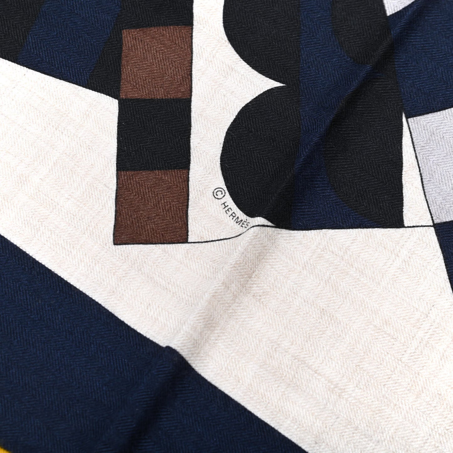 Cashmere Silk Cheval De Fete Shawl 140 Naturel Marine Moutarde