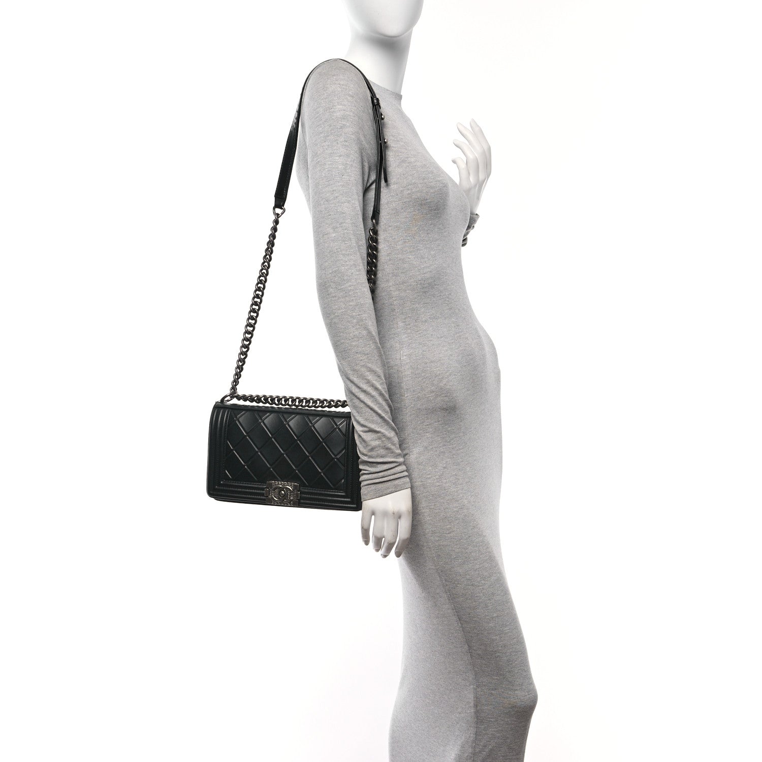 Chanel Calfskin Embossed Medium Paris Salzburg Boy Flap Black 2 of 10