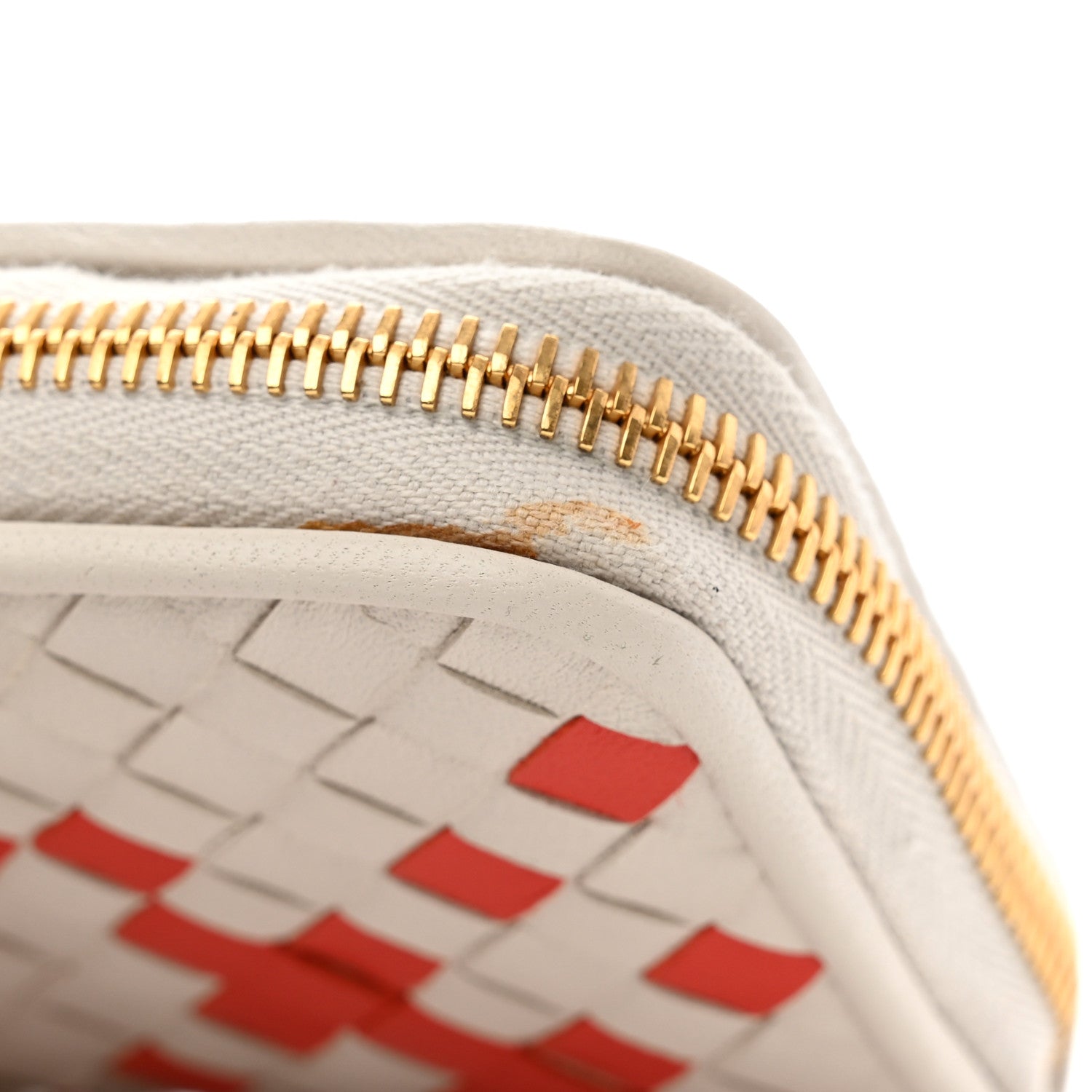 Bottega Veneta Nappa Intrecciato Zip Around Coin Purse White Orange 7 of 7