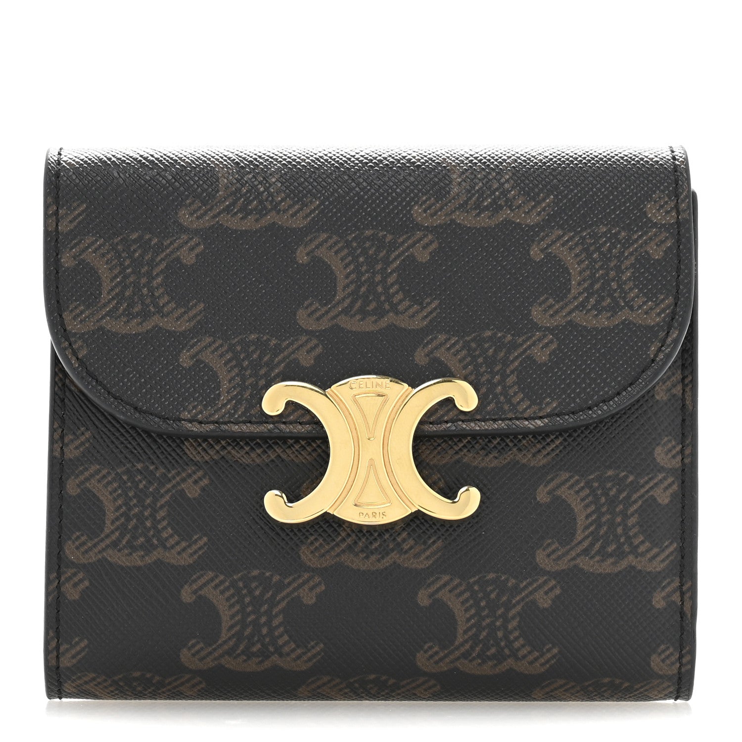 Celine Triomphe Canvas Small Triomphe Wallet Tan 1 of 9