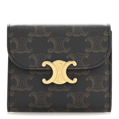 Celine Triomphe Canvas Small Triomphe Wallet Tan 1 of 9