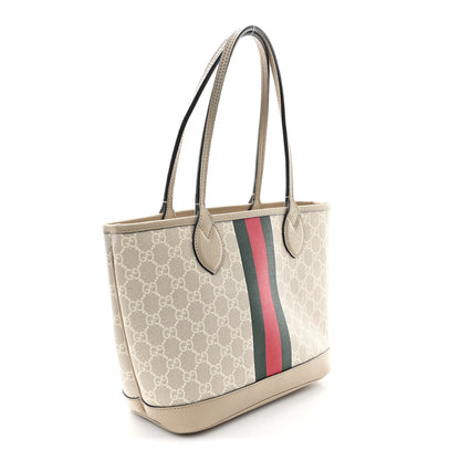 Gucci GG Supreme Monogram Textured Dollar Calfskin Web Small Ophidia Tote Beige Mystic White Oatmeal 3 of 10