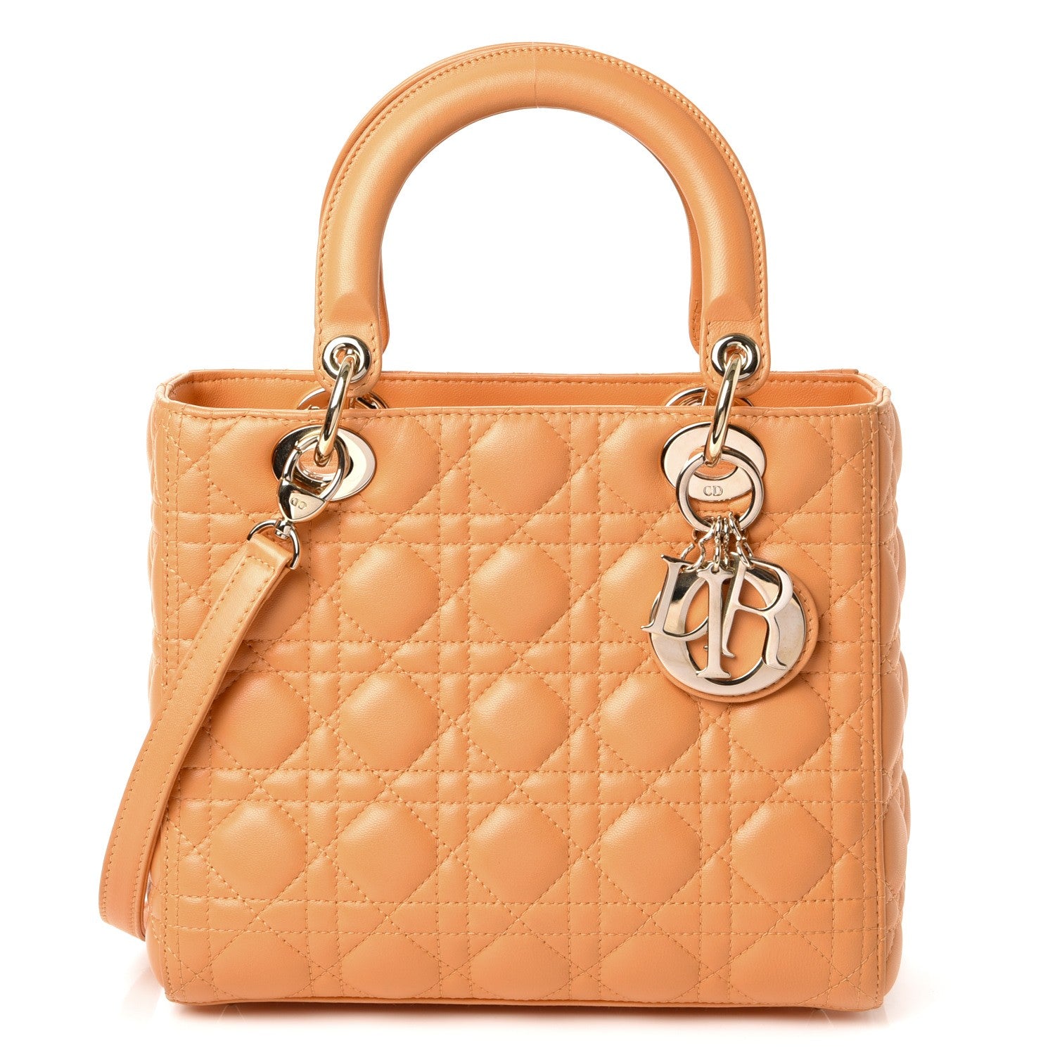 Christian Dior Lambskin Cannage Medium Lady Dior Orange 1 of 7