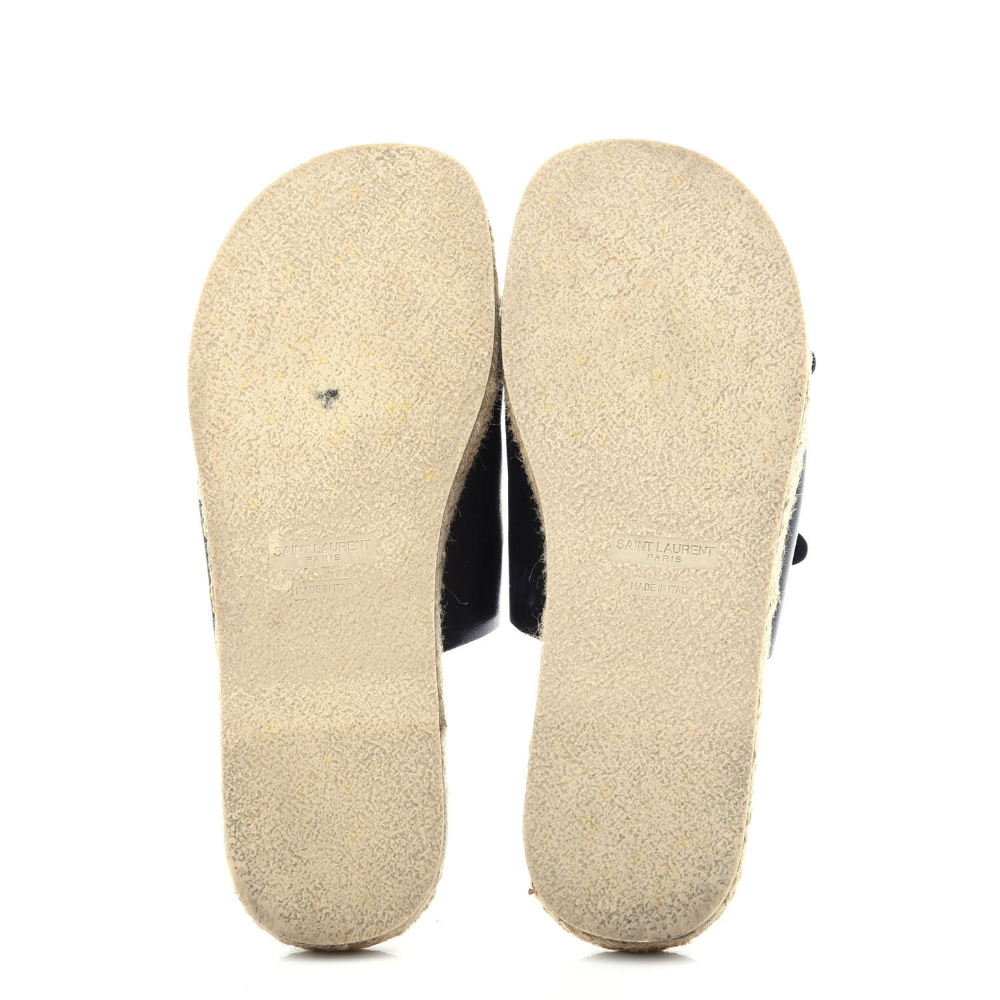 Calfskin Studded Espadrilles Slide Sandals 38 Black