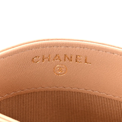 Chanel Sheepskin Chevron Quilted Card Holder Beige 6 of 9