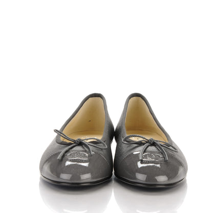 Chanel Patent Goatskin Cap Toe Ballerina Flats 38.5 Grey 2 of 8