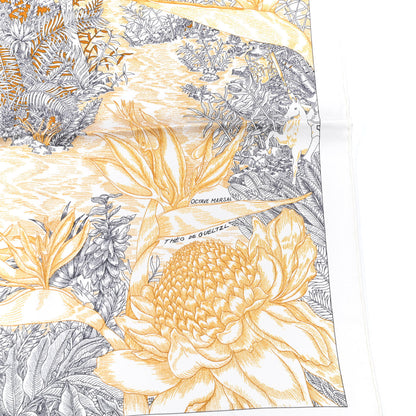 Hermes Silk Faubourg Tropical Scarf 90 Sepia White Caramel 5 of 6