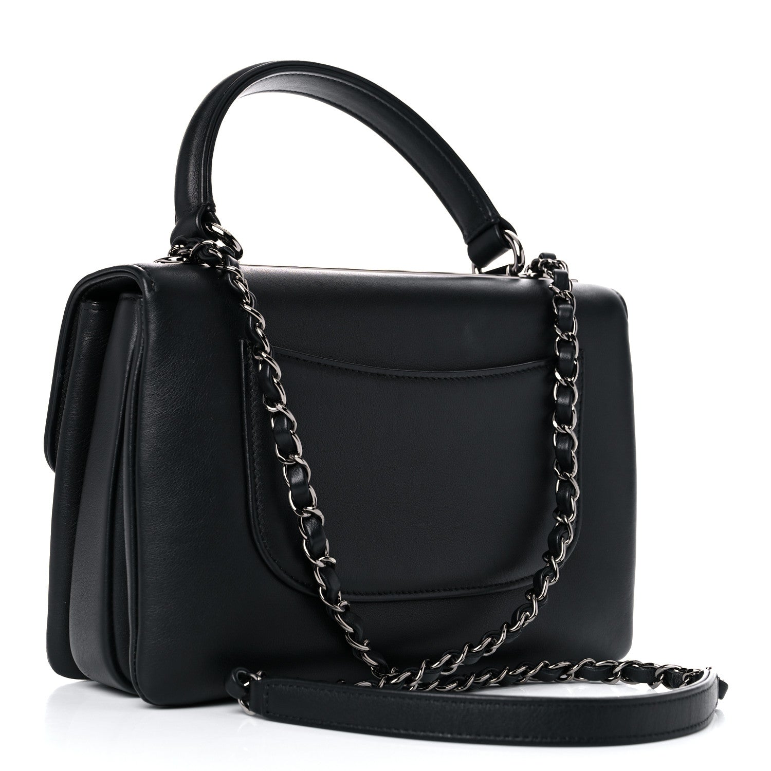 Chanel Calfskin Small Trendy CC Dual Handle Flap Bag Black 2 of 15
