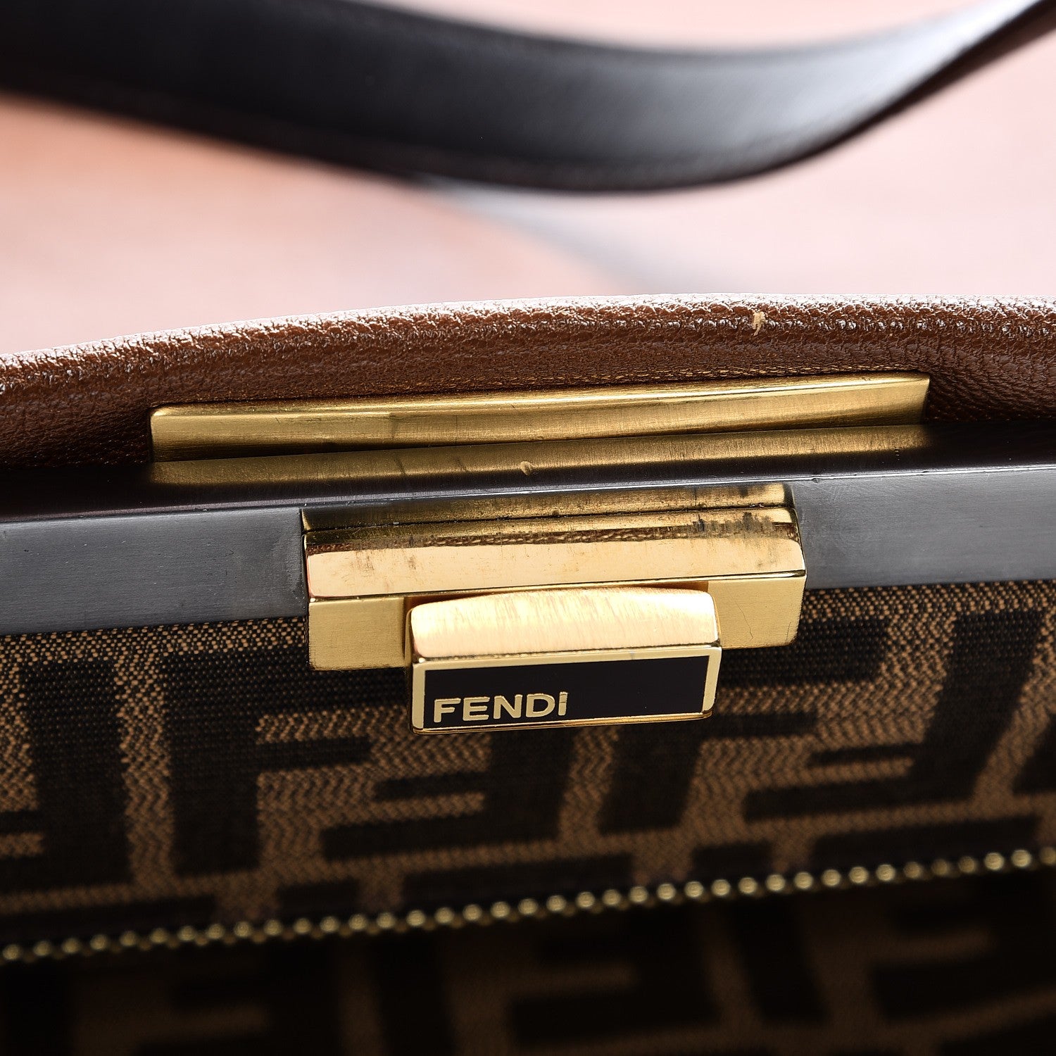 Fendi Goatskin Zucca Large Peekaboo Iconic Satchel Cuoio Tobacco Moro 9 of 16