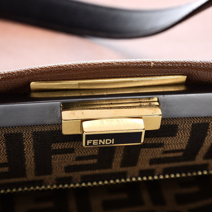 Fendi Goatskin Zucca Large Peekaboo Iconic Satchel Cuoio Tobacco Moro 9 of 16