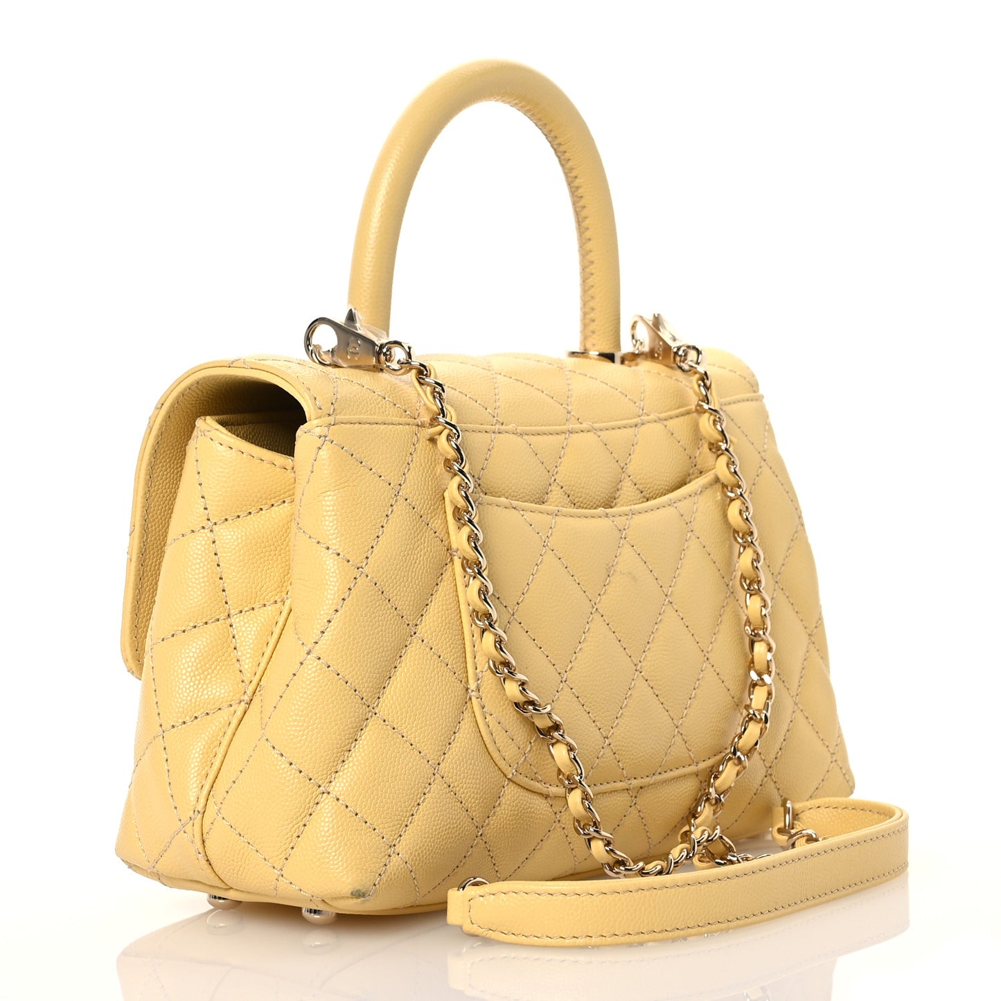 Caviar Quilted Mini Coco Handle Flap Yellow