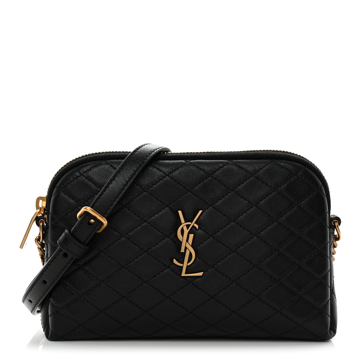 Lambskin Quilted Gaby Zipped Pouch Black