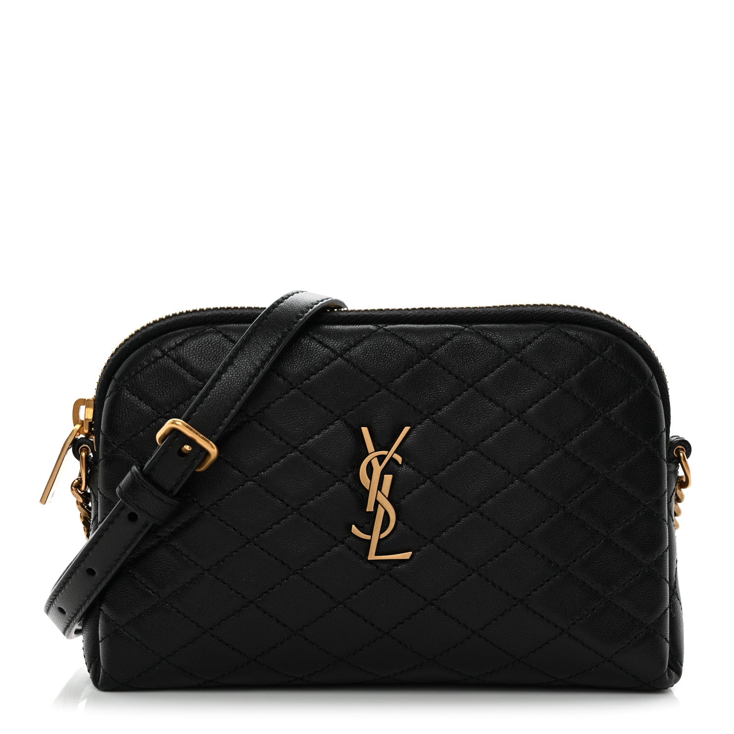 Saint Laurent Lambskin Quilted Gaby Zipped Pouch Black 1 of 10
